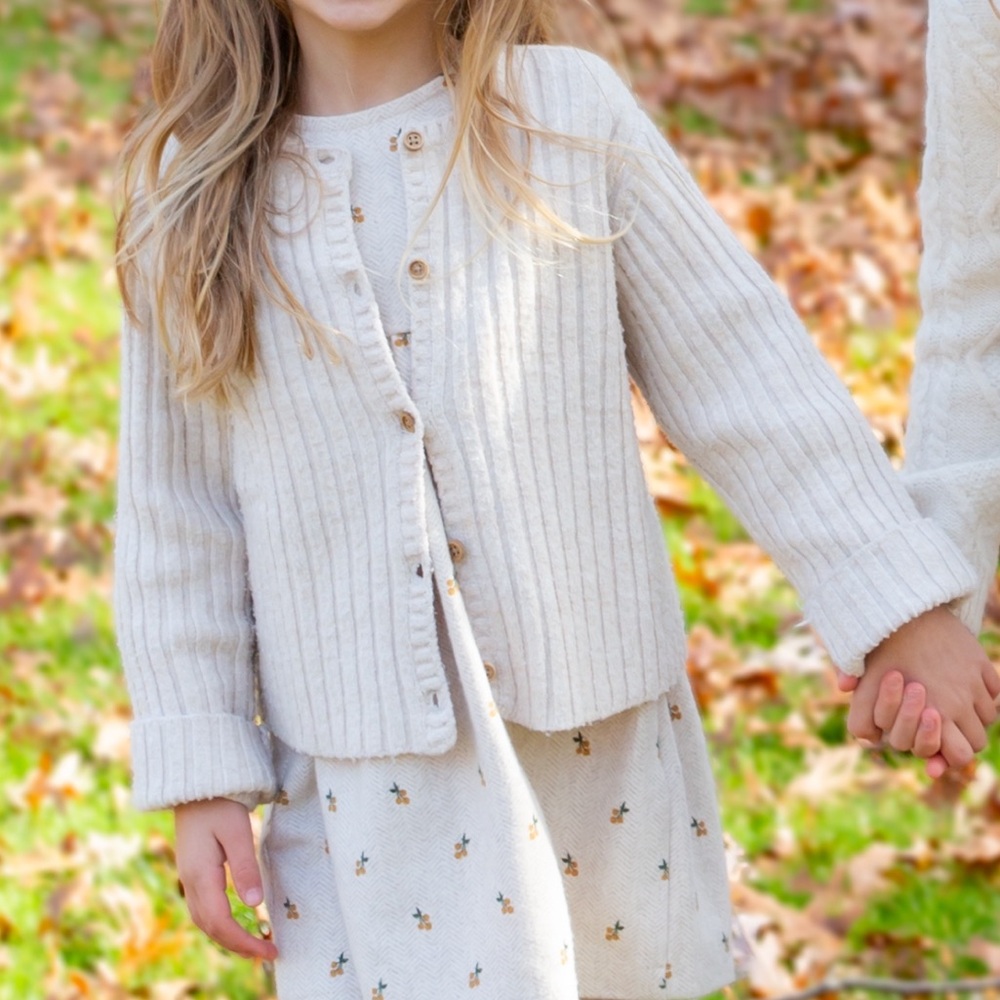 Zara Girls Cozy Cream Knit Sweater Cardigan - Size 4-5 years
